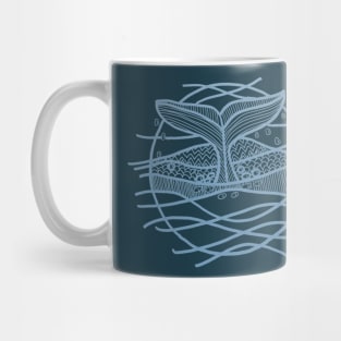 Whale tail in blue ink Mug